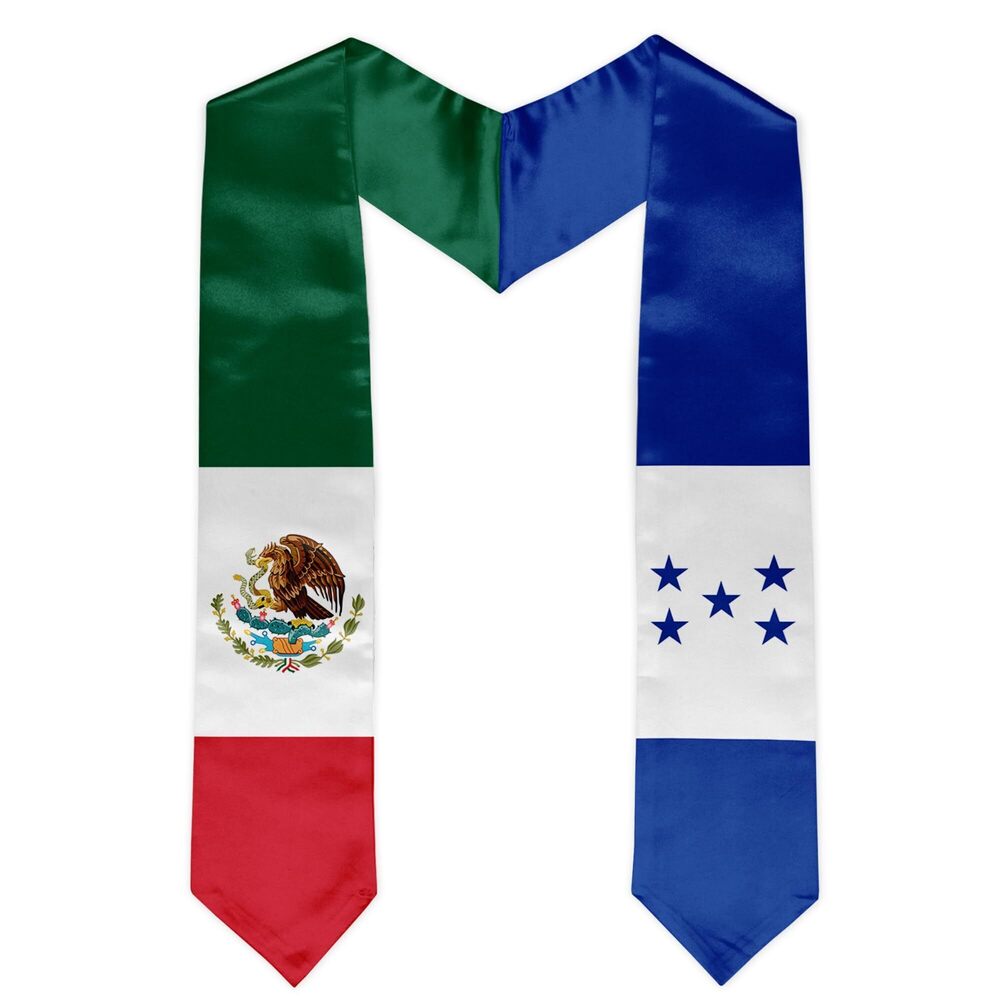 9485 Mexico Honduras Mixed Flag Graduation Stole Sash Mexican Flag
